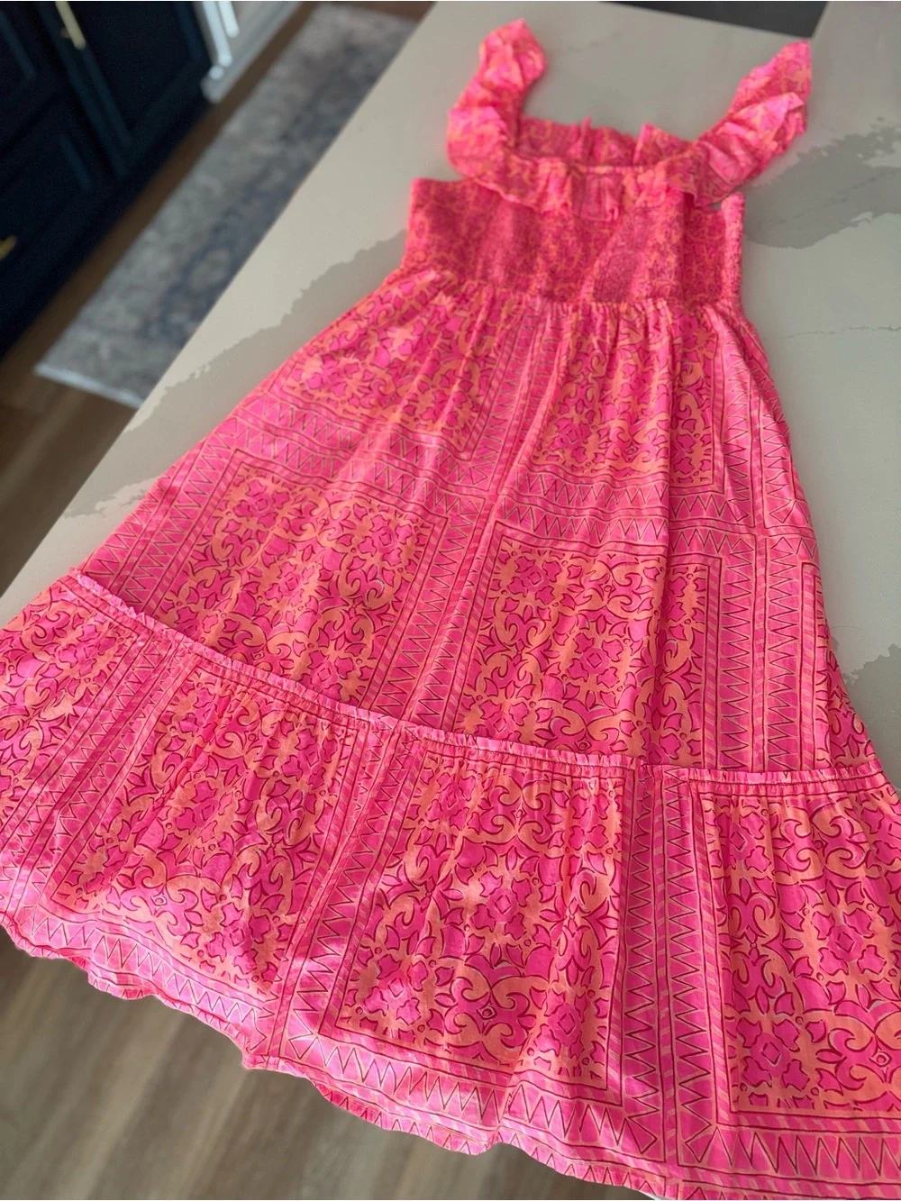 Vineyard Vines | Neon Tortola Smocked Midi Dress
